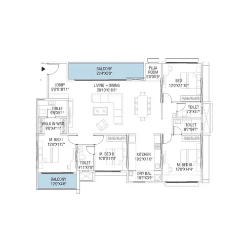Yashada Earthsong Ravet 4BHK Floor Plan Image